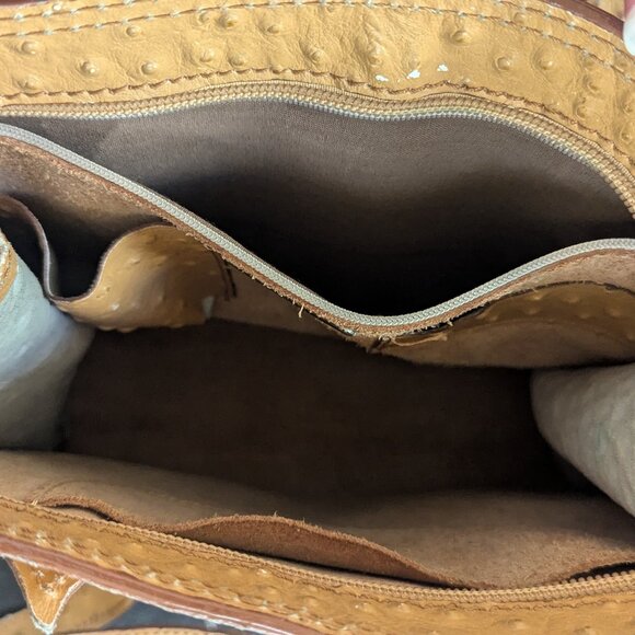 Vintage Ostrich Purse Camel Leather Donzelli - Picture 3 of 8